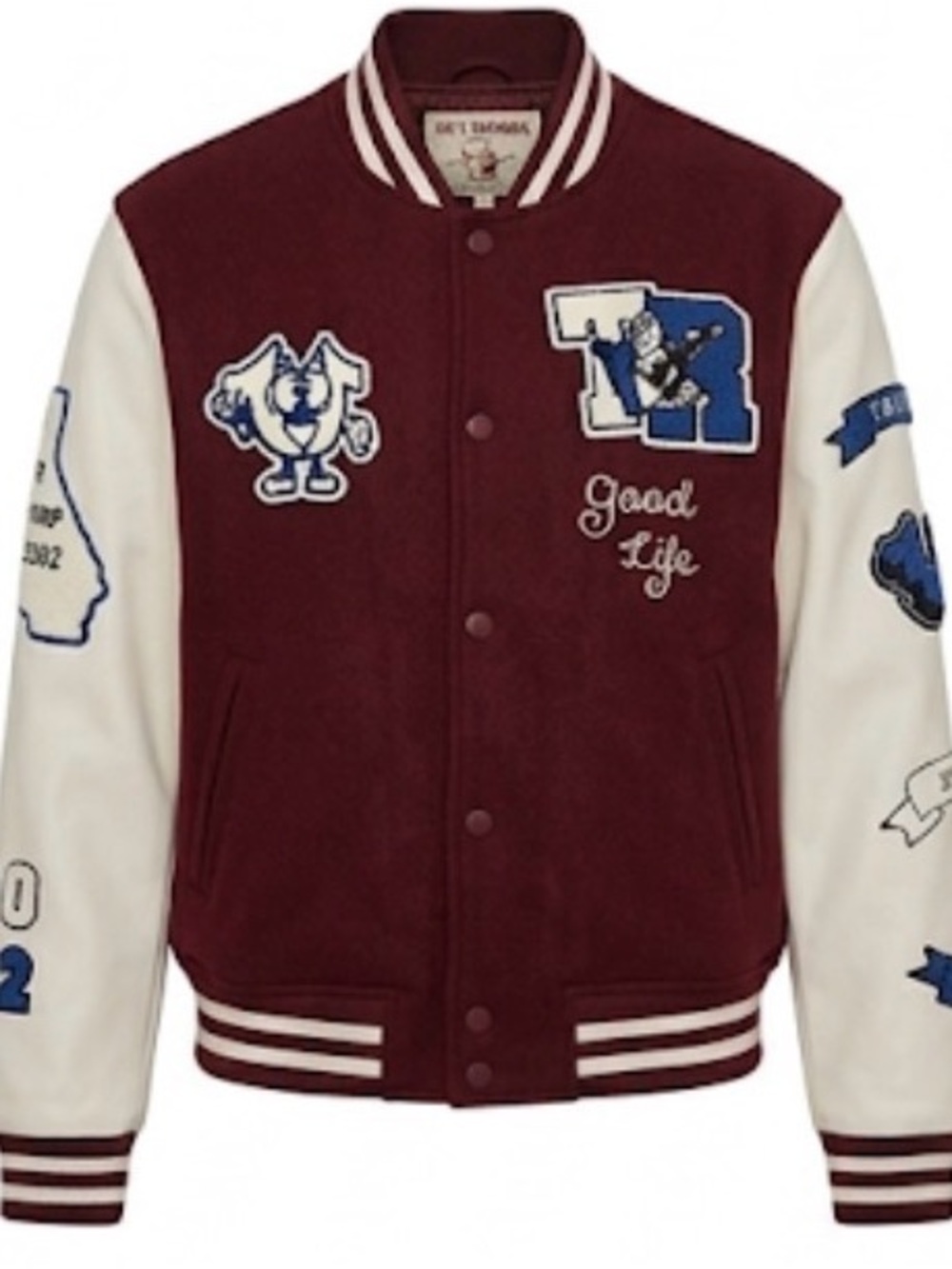 True Religion Varsity Letterman Jacket - Maroon & White